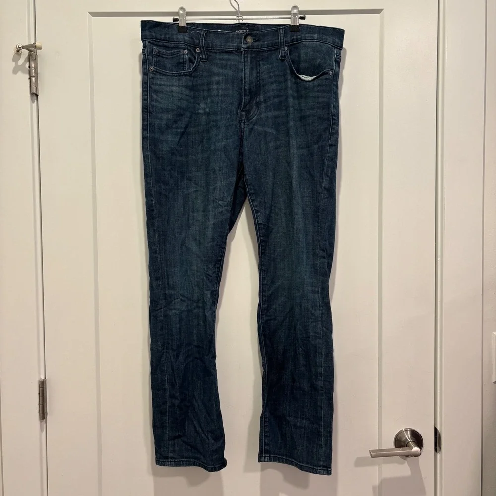 Lucky Brand Mens Dark Wash Denim Jeans 33/30 Blue 5-Pocket Casual Pants